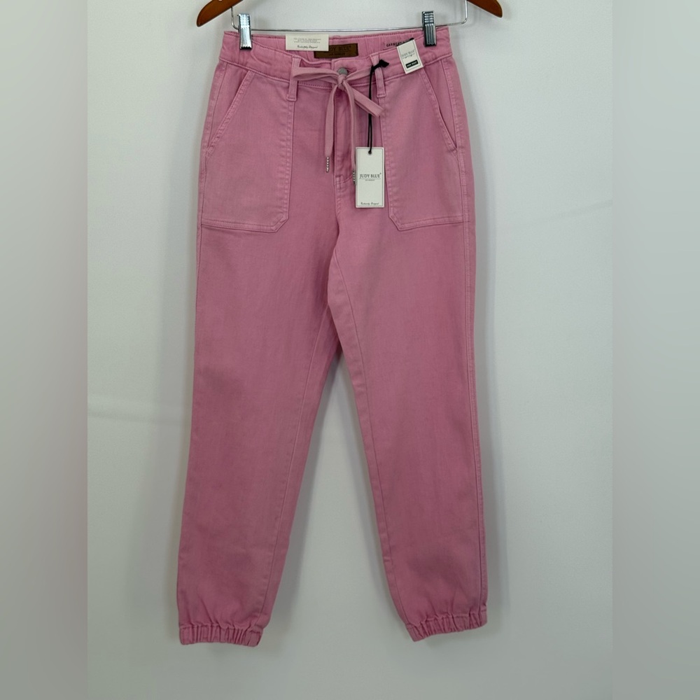 Judy Blue High Rise Garment Dyed Pink Denim Joggers Size